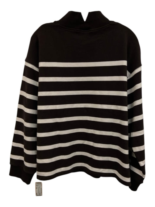 Madewell Size Large Dark Brown & White Cotton Blend Long Sleeve Striped Sweater Dark Brown & White / Large