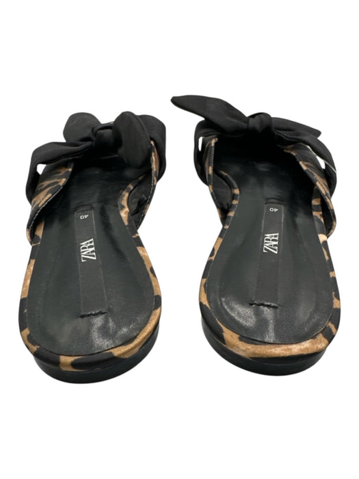 Zara Shoe Size 40 Black & Brown Synthetic Pointed Toe Animal Print Slides Flats Black & Brown / 40