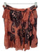 Ulla Johnson Size 6 Peach & Black Silk Back Zip Metallic Thread Belted Skirt Peach & Black / 6