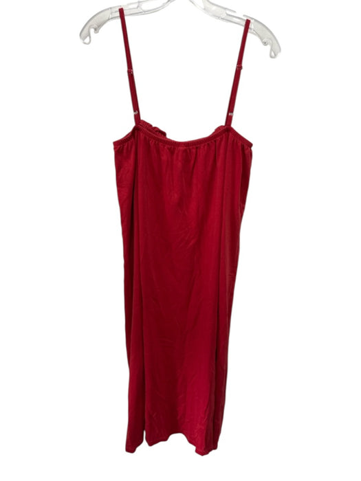 Lake Size L Red Cotton Ruffle Edge Spaghetti Strap Midi Dress Red / L