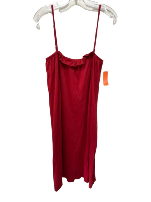 Lake Size L Red Cotton Ruffle Edge Spaghetti Strap Midi Dress Red / L
