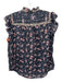 La Vie Rebecca Taylor Size M Black & Pink Print Cotton Button Down Floral Top Black & Pink Print / M
