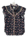 La Vie Rebecca Taylor Size M Black & Pink Print Cotton Button Down Floral Top Black & Pink Print / M