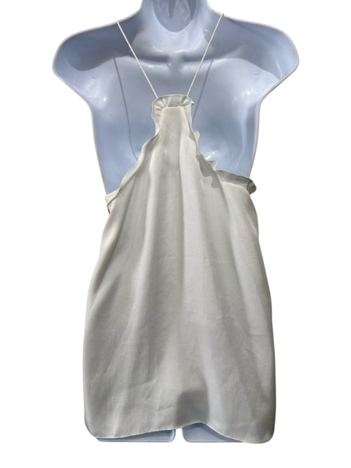 Tibi Size 12 Ivory White Polyester Ruffle Edge High Neck Top Ivory White / 12