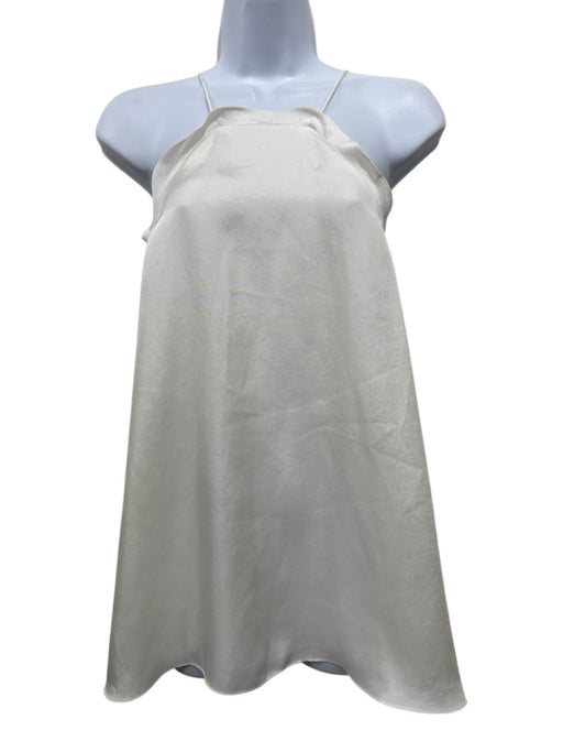 Tibi Size 12 Ivory White Polyester Ruffle Edge High Neck Top Ivory White / 12
