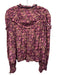 Sea New York Size M Burgundy Print Viscose Floral Button Down Long Sleeve Top Burgundy Print / M