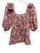 Cleobella Size L Orange & Blue Organic Cotton Block Printed Floral Top Orange & Blue / L