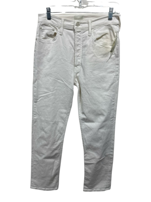 Mother Size 30 Cream Cotton Blend High Rise Button Fly Ankle Jeans Cream / 30