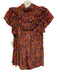 Sea New York Size Medium Burgundy, Pink, Blue Viscose Ruffle Cap Sleeve Top Burgundy, Pink, Blue / Medium