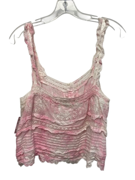 Love Shack Fancy Size Large Pink & White Cotton Sleeveless Tie Dye Top Pink & White / Large