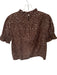 J. Crew Size L Brown & White Cotton Short Balloon Sleeve Flowers Top Brown & White / L