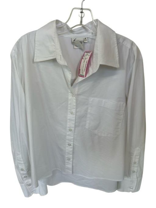 Finley Size M White Cotton Long Sleeve Button Down Collar Top White / M