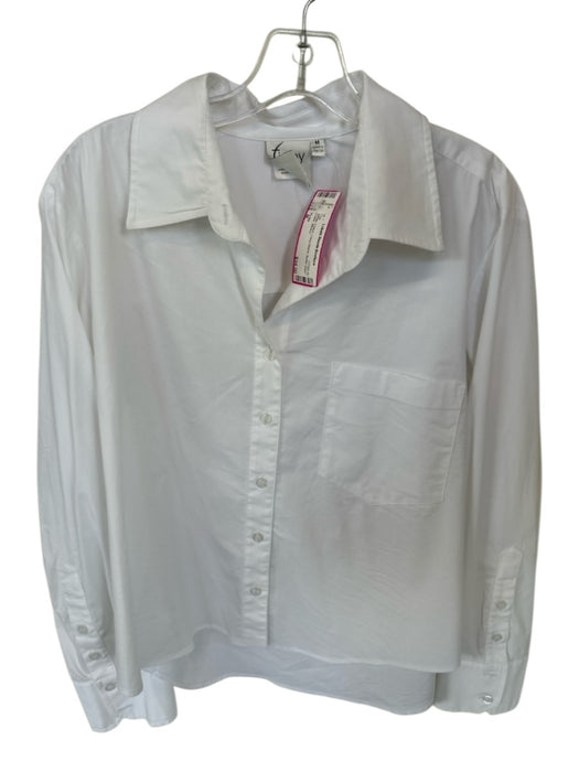 Finley Size M White Cotton Long Sleeve Button Down Collar Top White / M