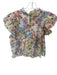 Lavender Brown Size L White & Multi Linen Blend Short Sleeve Botanical Top White & Multi / L