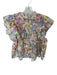 Lavender Brown Size L White & Multi Linen Blend Short Sleeve Botanical Top White & Multi / L