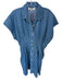 Loft Size M Med Dark Wash Tencel Cap Sleeve Pleat Detail Button Down Dress Med Dark Wash / M