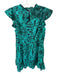 Willa Story Size L Teal Cotton Flutter Sleeves Ikat Lined Dress Teal / L