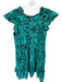 Willa Story Size L Teal Cotton Flutter Sleeves Ikat Lined Dress Teal / L