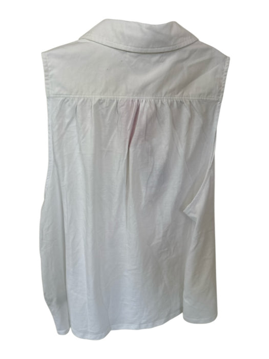 Nation Size M White Cotton Sleeveless Collar Pleat Detail Buttons Top White / M