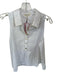 Nation Size M White Cotton Sleeveless Collar Pleat Detail Buttons Top White / M