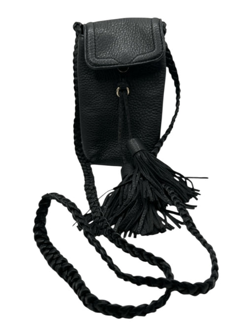 Rebecca Minkoff Black Leather Tassels Phone Carrier Bag Black / XS