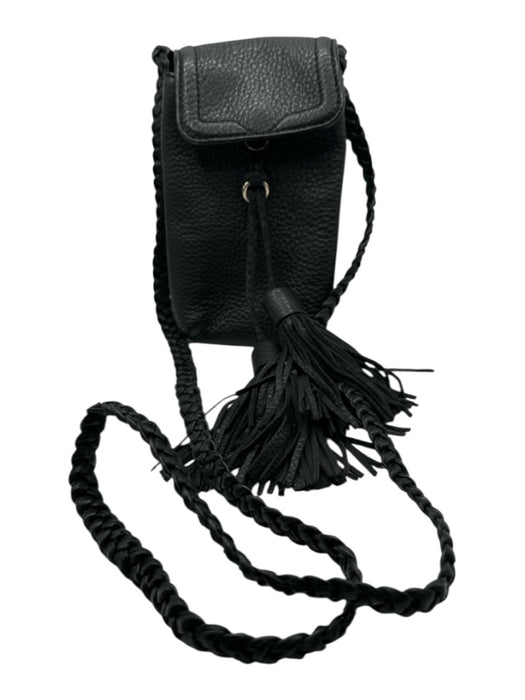Rebecca Minkoff Black Leather Tassels Phone Carrier Bag Black / XS