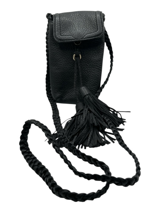 Rebecca Minkoff Black Leather Tassels Phone Carrier Bag Black / XS