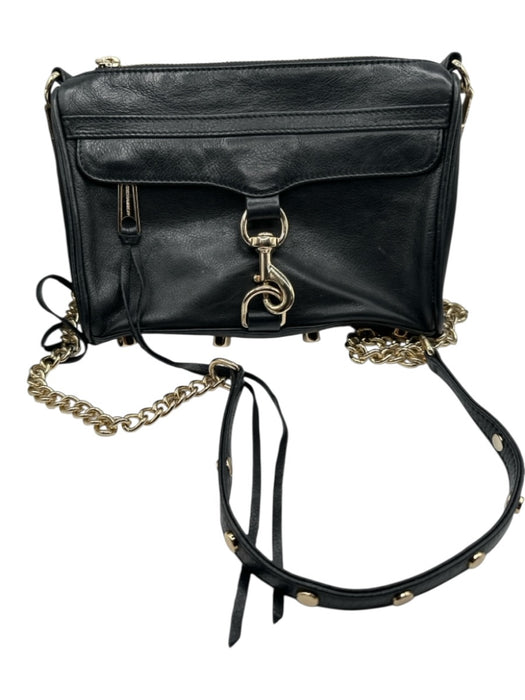Rebecca Minkoff Black & Gold Leather Chain Strap Crossbody Gold accent Bag Black & Gold / S