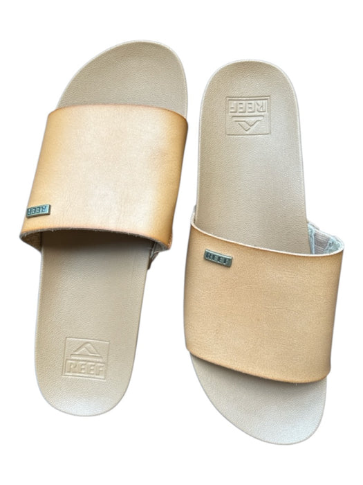 Reef Shoe Size 9 Light Brown Leather Rubber Sole Slide Sandals Light Brown / 9
