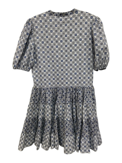 English Factory Size M Blue, White & Yellow Cotton Short Balloon Sleeve Dress Blue, White & Yellow / M