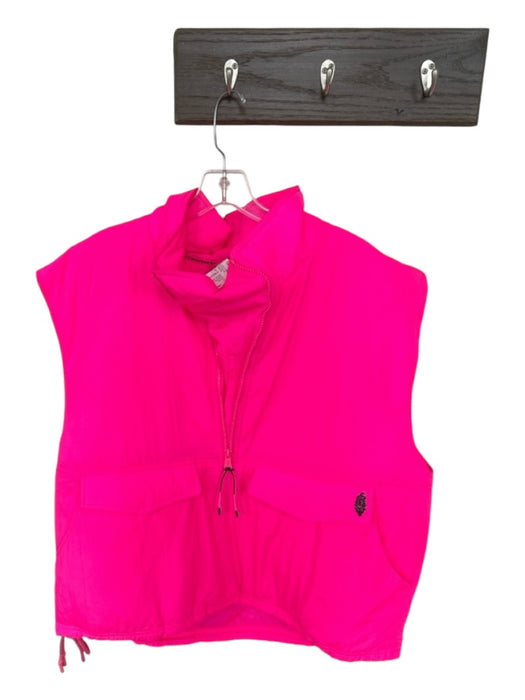 FP Movement Size L Neon Pink Polyester Blend Cap Sleeve Half Zip Athletic Jacket Neon Pink / L