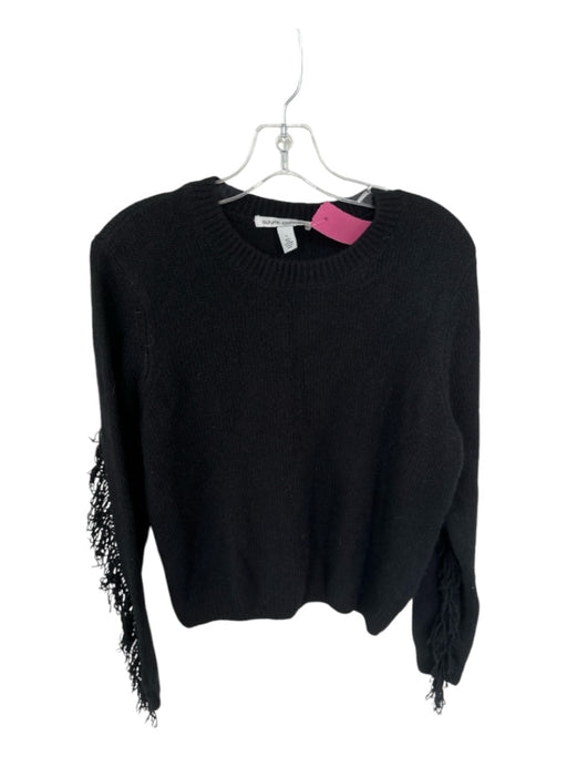 Autumn Cashmere Size L Black Cashmere Knit Fringe Long Sleeve Sweater Black / L