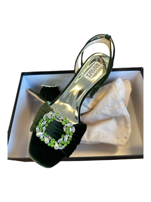 Badgley Mischka Shoe Size 10 Green Velvet Rhinestone Stiletto Sandals Green / 10