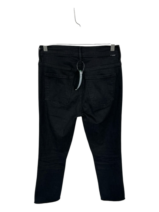 Mother Size 26 Black Cotton Blend High Waist Straight Leg Raw Hem Jeans Black / 26