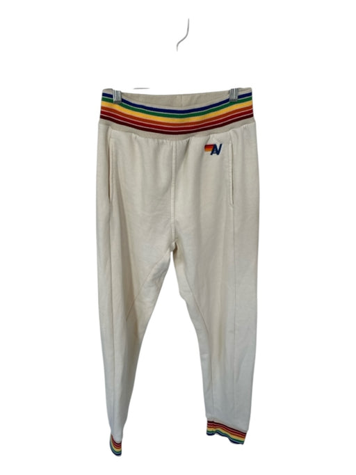 Aviator Nation Size S Cream & Multi Cotton Waist Band Front Pockets Jogger Pants Cream & Multi / S