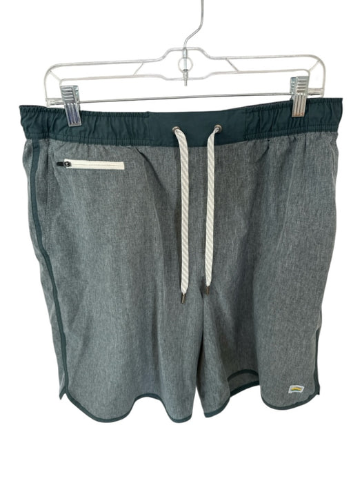 Vuori Size XL Teal & White Recycled Polyester Heathered Athletic Men's Shorts Teal & White / XL