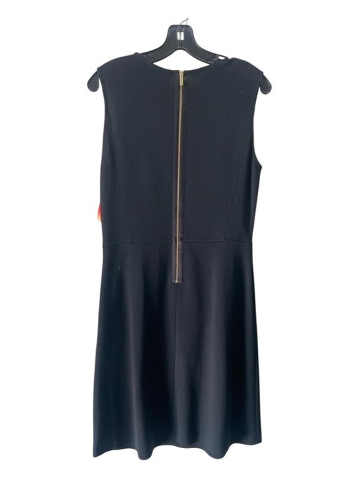 St John Caviar Size 6 Black Wool Blend Sleeveless Paneled Midi Back Zip Dress Black / 6