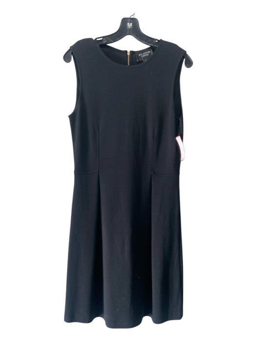 St John Caviar Size 6 Black Wool Blend Sleeveless Paneled Midi Back Zip Dress Black / 6