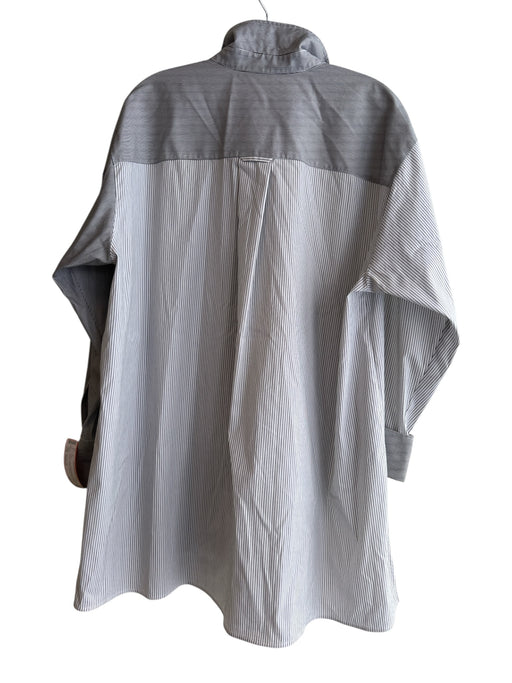 Lafayette 148 Size Medium Navy & white Cotton Blend Striped Long Sleeve Top Navy & white / Medium
