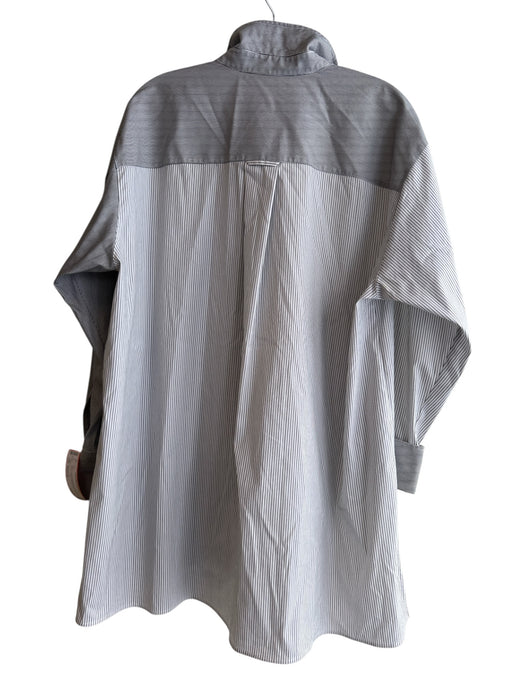 Lafayette 148 Size Medium Navy & white Cotton Blend Striped Long Sleeve Top Navy & white / Medium