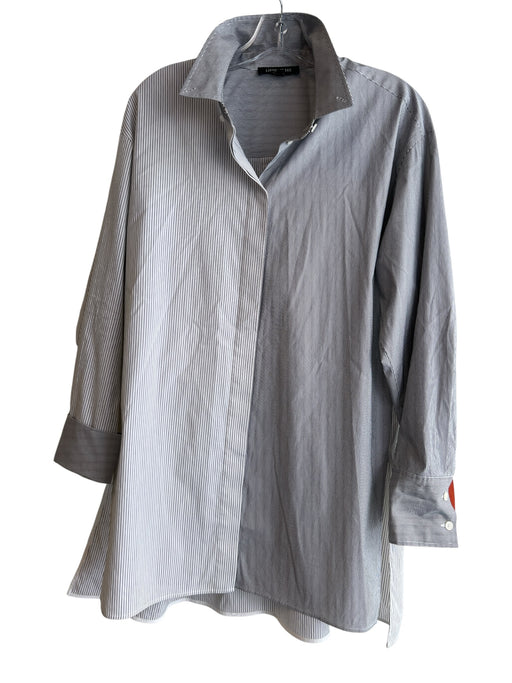 Lafayette 148 Size Medium Navy & white Cotton Blend Striped Long Sleeve Top Navy & white / Medium