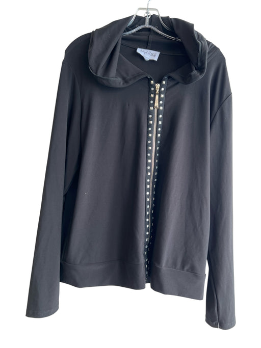 Joseph Ribhoff Size Est M/L Black No Fabric Tag Front Zip Silver Hardware Jacket Black / Est M/L