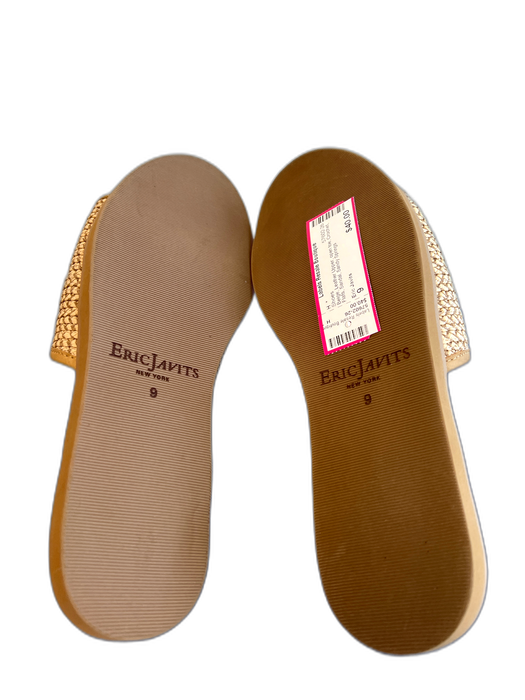 Eric Javits Shoe Size 9 Beige Leather Upper open toe Crochet Flats Sandal Shoes Beige / 9