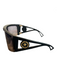 Versace Black Shield Acetate Logo Gold Hardware Oversize Sunglasses Black