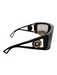 Versace Black Shield Acetate Logo Gold Hardware Oversize Sunglasses Black