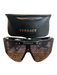 Versace Black Shield Acetate Logo Gold Hardware Oversize Sunglasses Black