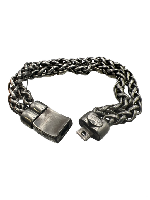 JG Silver Silver & Gold 18K Wheat Chain Link Band X Bracelet Silver