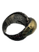 John Hardy Silver 925 18K Gold Hammered Two Tone Overlap Ring Silver