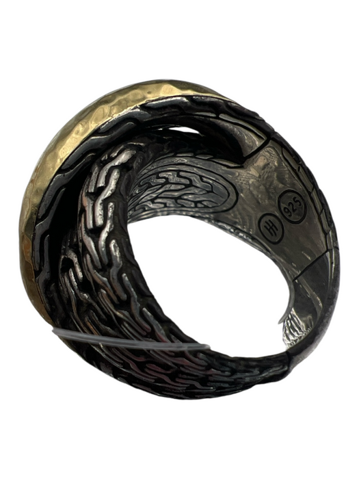 John Hardy Silver 925 18K Gold Hammered Two Tone Overlap Ring Silver