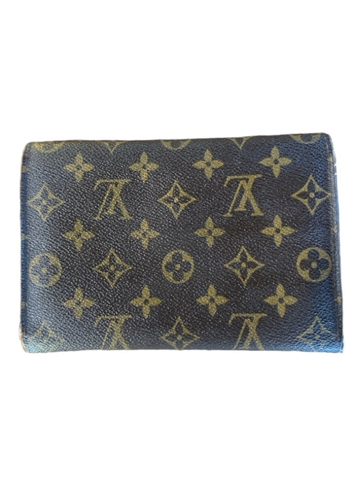 Louis Vuitton Chocolate Brown & Brown Leather Envelope Snap Closure Logo Wallets Chocolate Brown & Brown